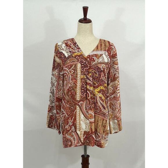 CITRON SANTA MONICA Sz M Medium Cupra Pullover Top Red Orange Print NWT - Picture 1 of 9